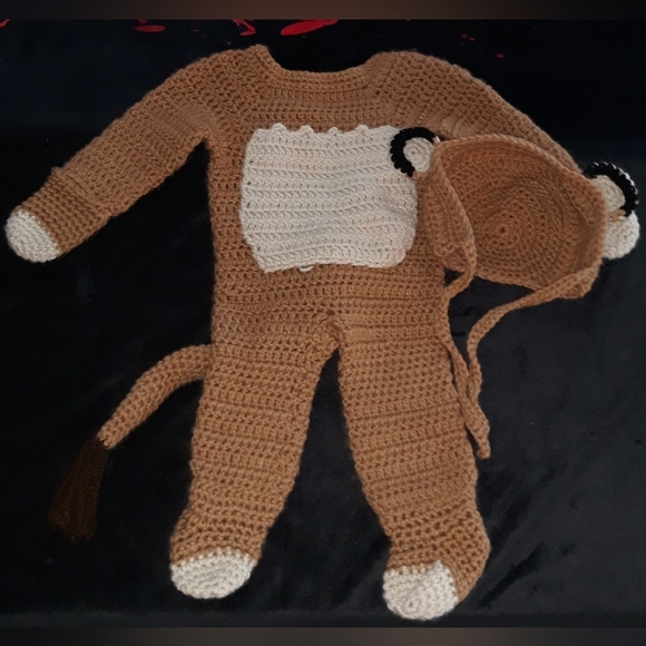 Handmade Knit crocheted 2 Piece Lion Costume - Picture 1 of 9